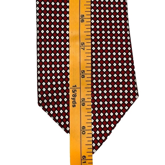 VTG Tommy Hilfiger Made in USA 100% Silk Red Geometric Microprint Tie - Picture 5 of 6
